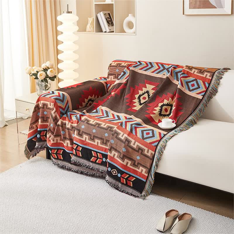 Boho Style Geometric Tassel Sofa Protector