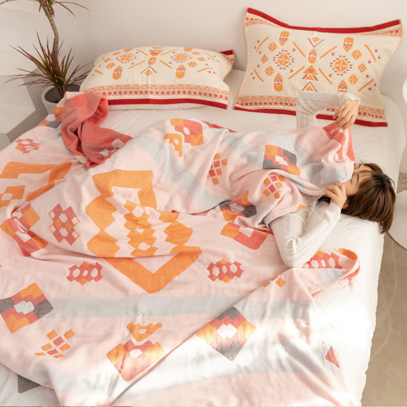 Geometric Four Layer Cotton Gauze Quilt