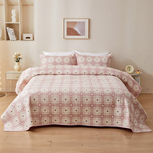 Heart & Plaid Pure Cotton Quilted Bedding