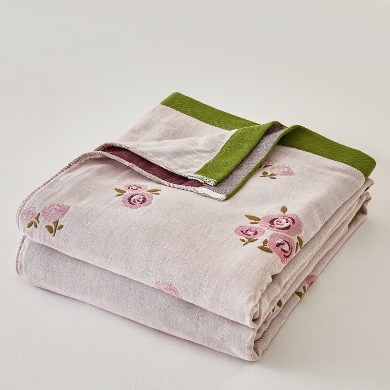 Cotton Gauze Pastoral Rose Summer Quilt