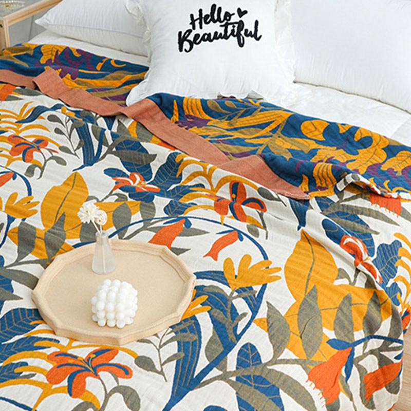 Goldenrod Flower Reversible Cotton Sofa Blanket - image 1