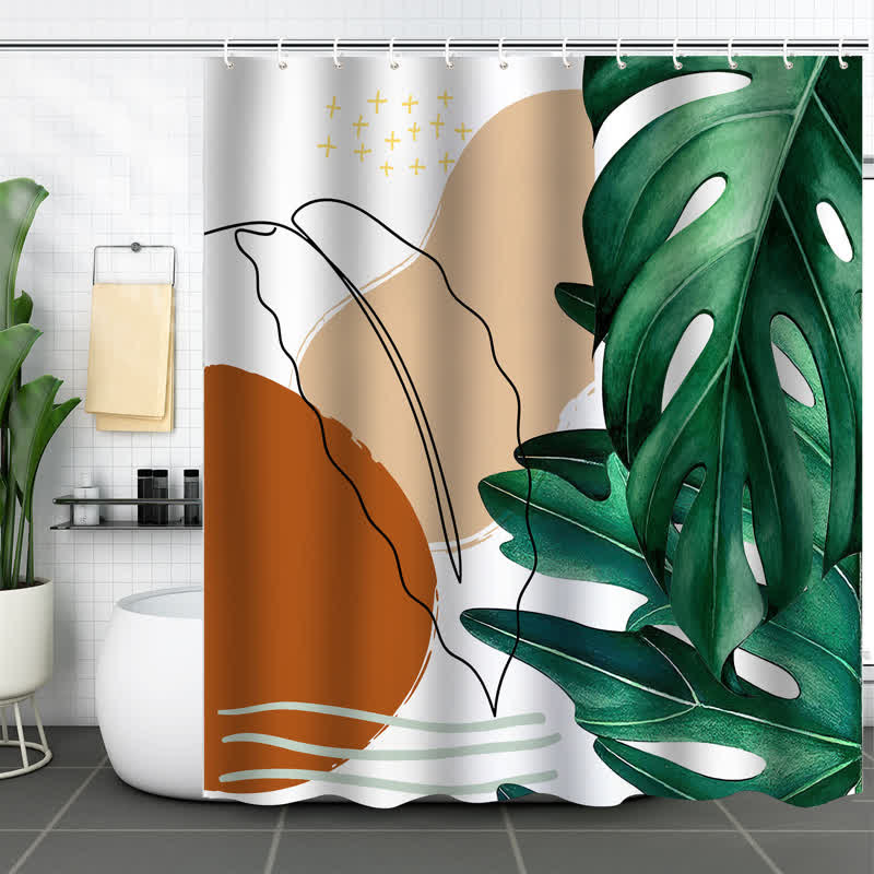 Abstract Leaves Waterproof Shower Curtain