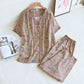 Floral Print Cotton Silk Loungewear Set - Green - XL - image 4