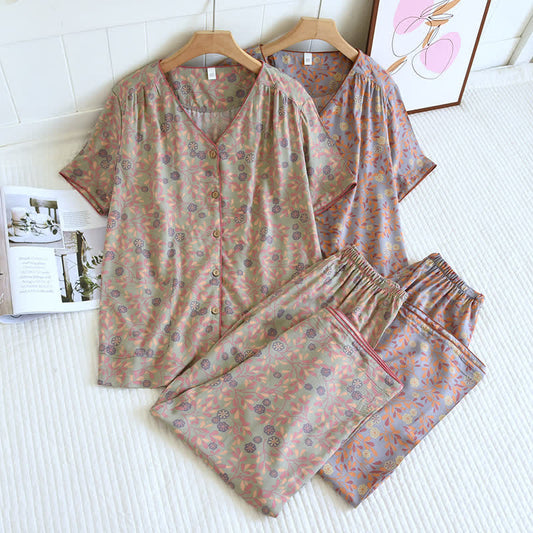 Floral Print Cotton Silk Loungewear Set - image 2