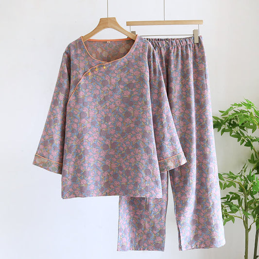 Cotton Elegant Floral Casual Pajama Set