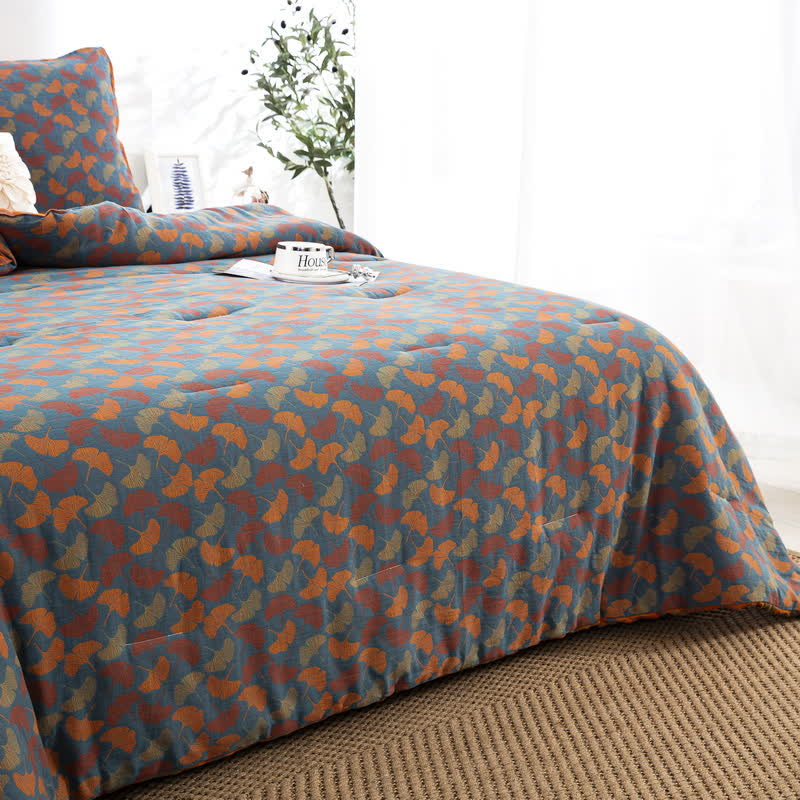 Jacquard Ginkgo Leaf Cotton Gauze Bedding