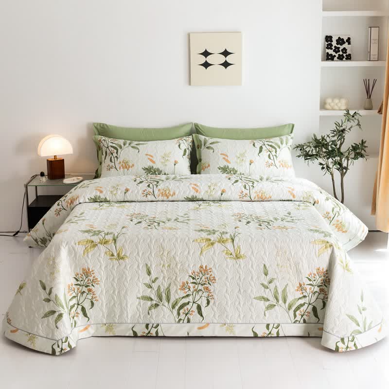 Pure Cotton Elegant Floral Quilted Bedding