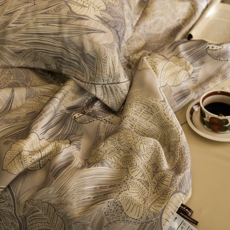 Luxurious Retro Leaf Lyocell Fiber Bedding