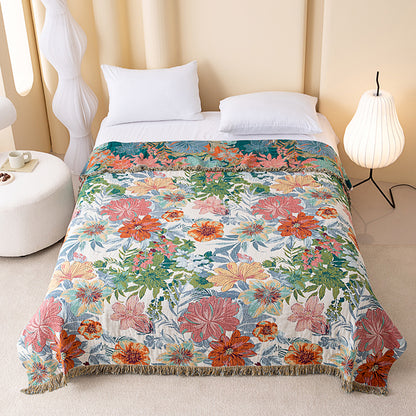Vintage Tropical Floral  Reversible Gauze Quilt - King - image 0