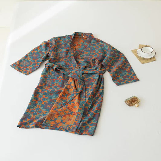 Luxurious Art V-neck Cotton Bathrobe Pajama - image 2