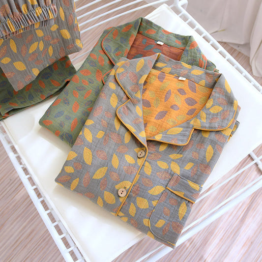 Leaf Pattern Soft Cotton Loungewear Set - image 0