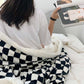 Ownkoti Checkerboard Fuffly Reversible Throw Blanket