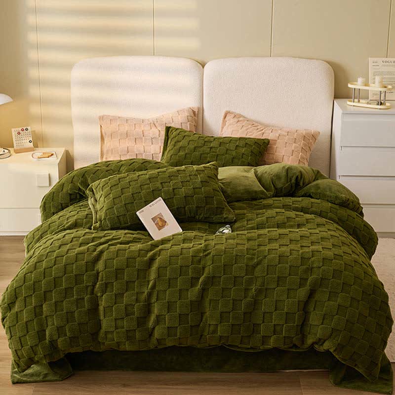 Solid Color Checkerboard Duvet Cover Blanket