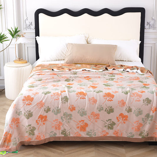 Bamboo Fiber Elegant Leaf Soft Blanket