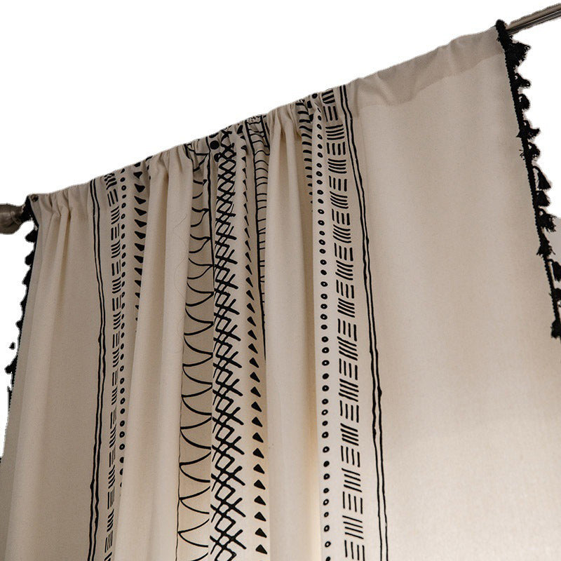 Ownkoti Bohemian Geometric Cotton Semi Blackout Curtains