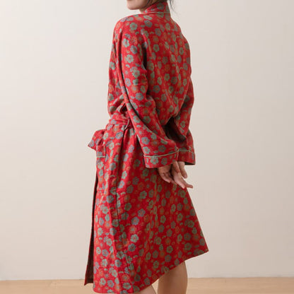 Plum Blossom Cotton Bathrobe With Tie