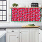Red Flower Print Tassel Tier Curtain - image 5