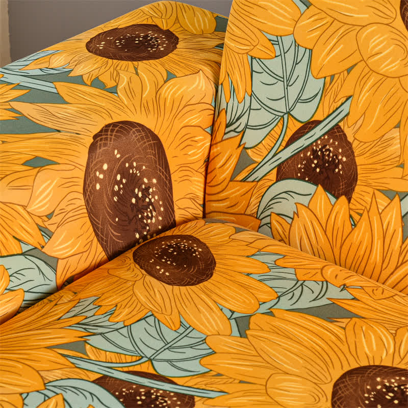 Elastic Stretchable Rural Sunflower Couch Cover