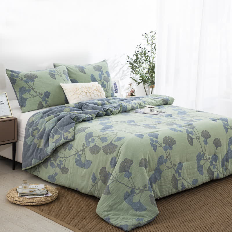 Rustic Ginkgo Leaf Cotton Gauze Bedding