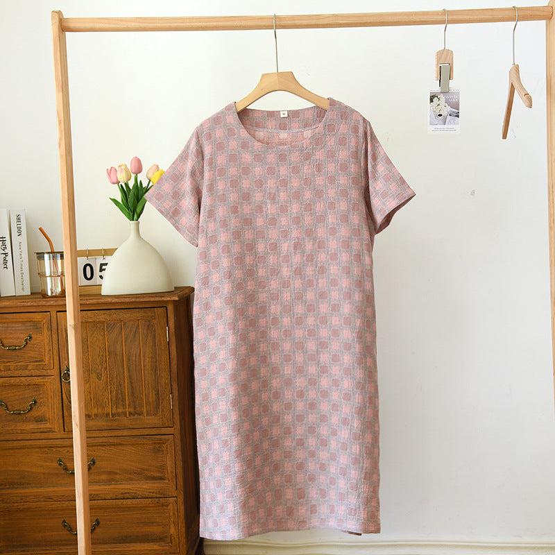 Pure Cotton Yarn-dyed Jacquard Nightdress