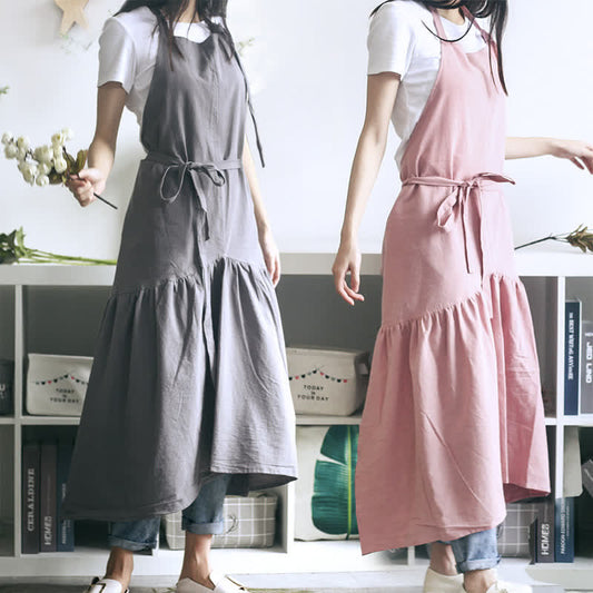 Solid Color Cotton Linen Adjustable Apron