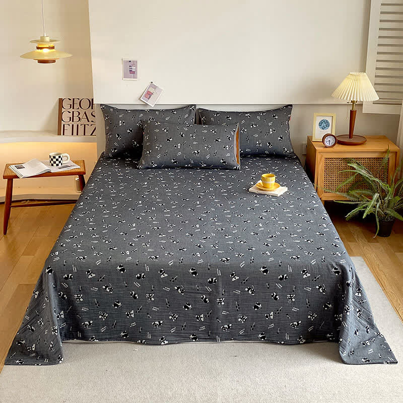 Cotton Gauze Cute Panda Flat Sheet