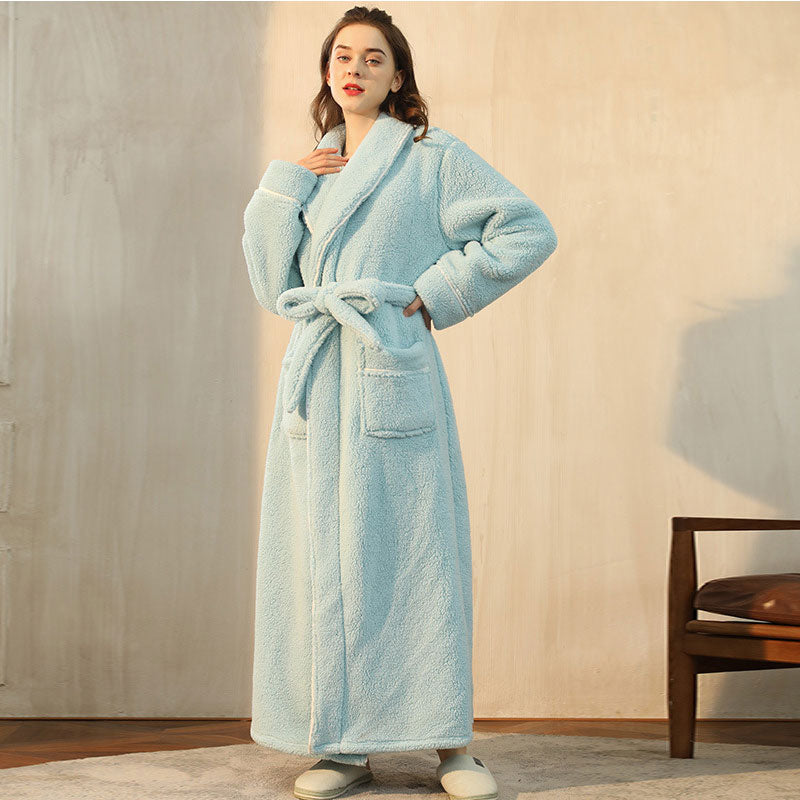 Ownkoti Comfy Fleece Pajama Long Bathrobe - Mint - Women: XL - image 13