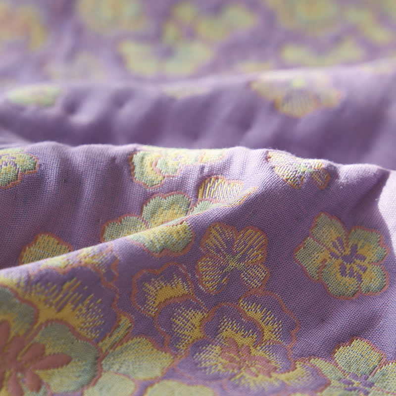 Rustic Purple Floral Cotton Gauze Quilt