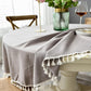 Christmas Round Tablecloth Washable Table Cover with Tassel