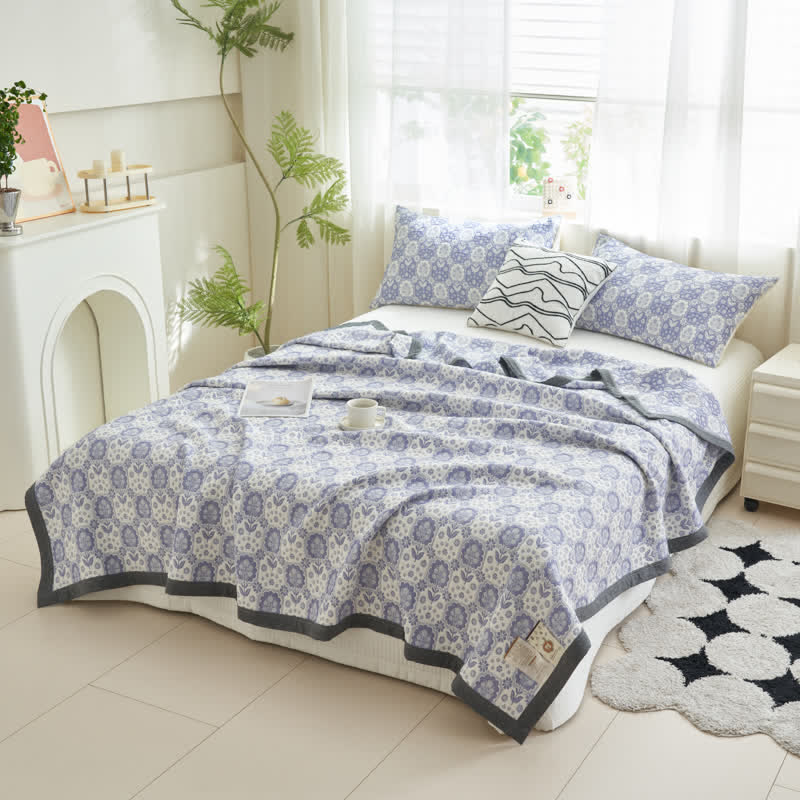 Summer Floral Cotton Gauze Soft Quilt