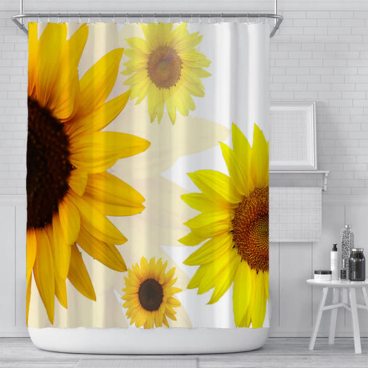 Pastoral Vivid Sunflower Waterproof Shower Curtain