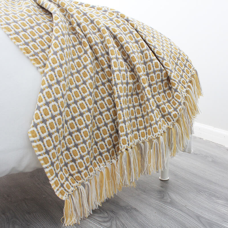 Ownkoti Knitted Sofa Blanket Couch Blanket With Tassels