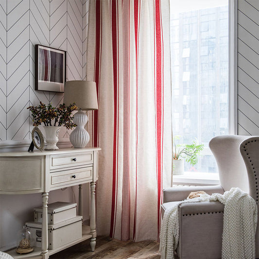 Ownkoti Colorblock Striped Curtains Cotton Linen Drapes