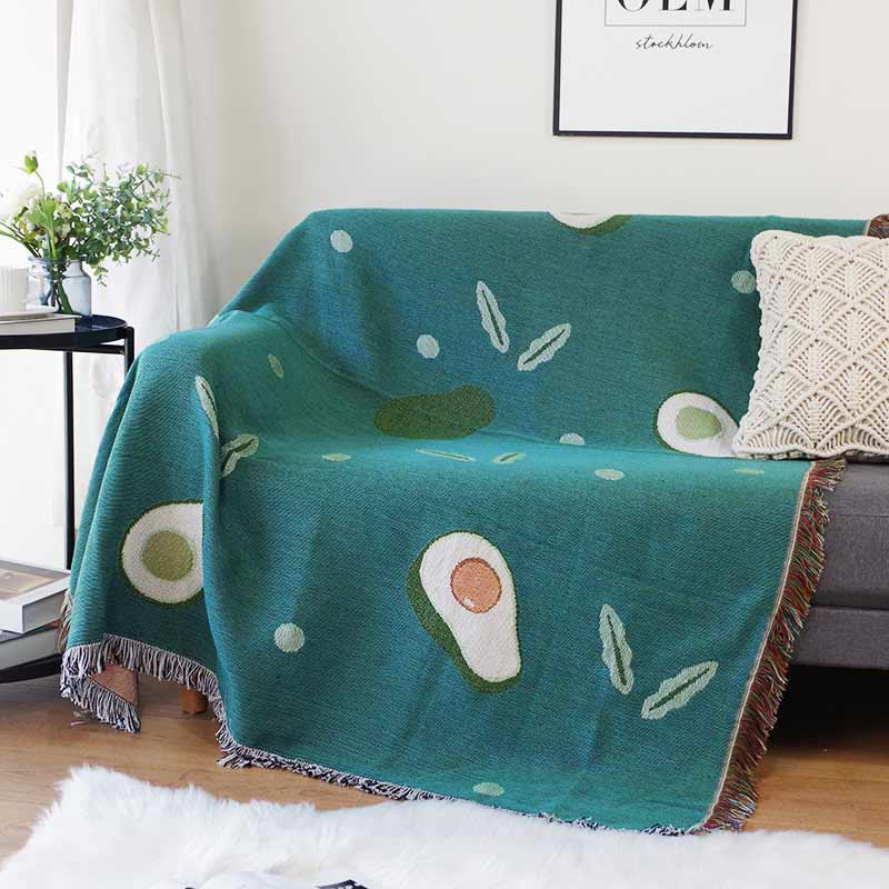 Ownkoti Avocado Print Blanket with Tassel