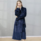 Solid Color Warm Flannel Long Bathrobe