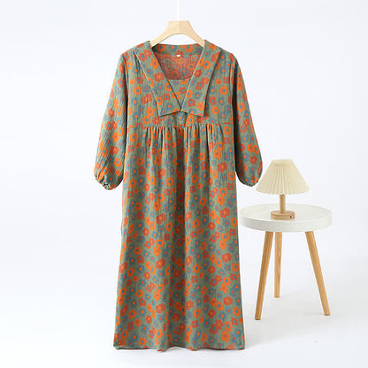 Floral Doll Collar Soft Cotton Nightdress