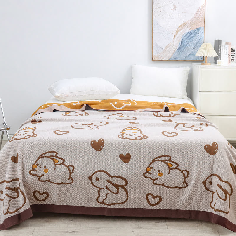 Cute Rabbit Cotton Gauze Reversible Quilt