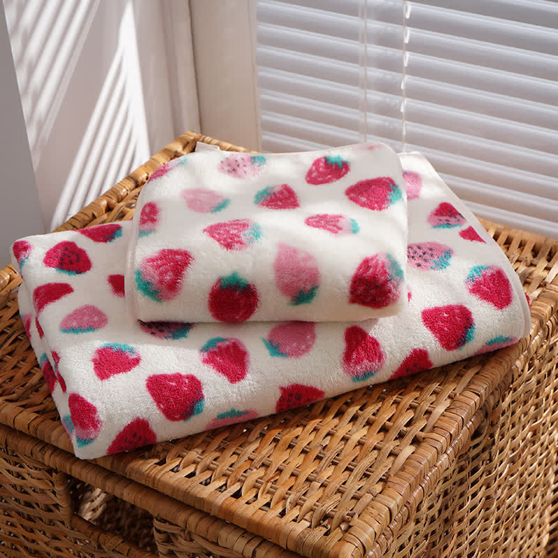 Strawberry Bathroom Towel Beach Towel Set (2PCS)