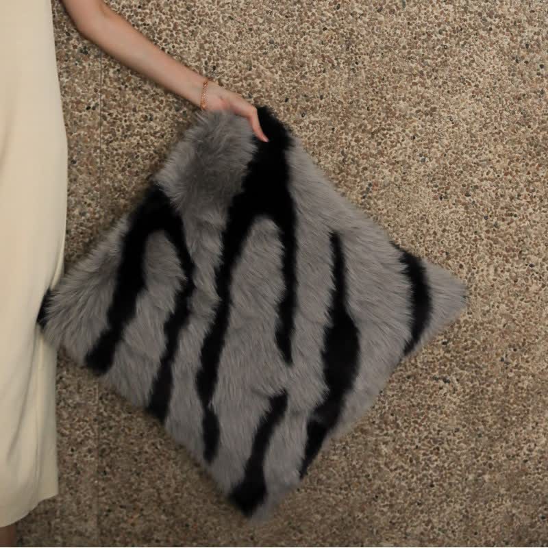 Modern Zebra Print Faux Fur Blanket