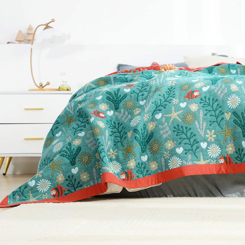 Vintage Reversible Coverlet Soft Floral Quilt