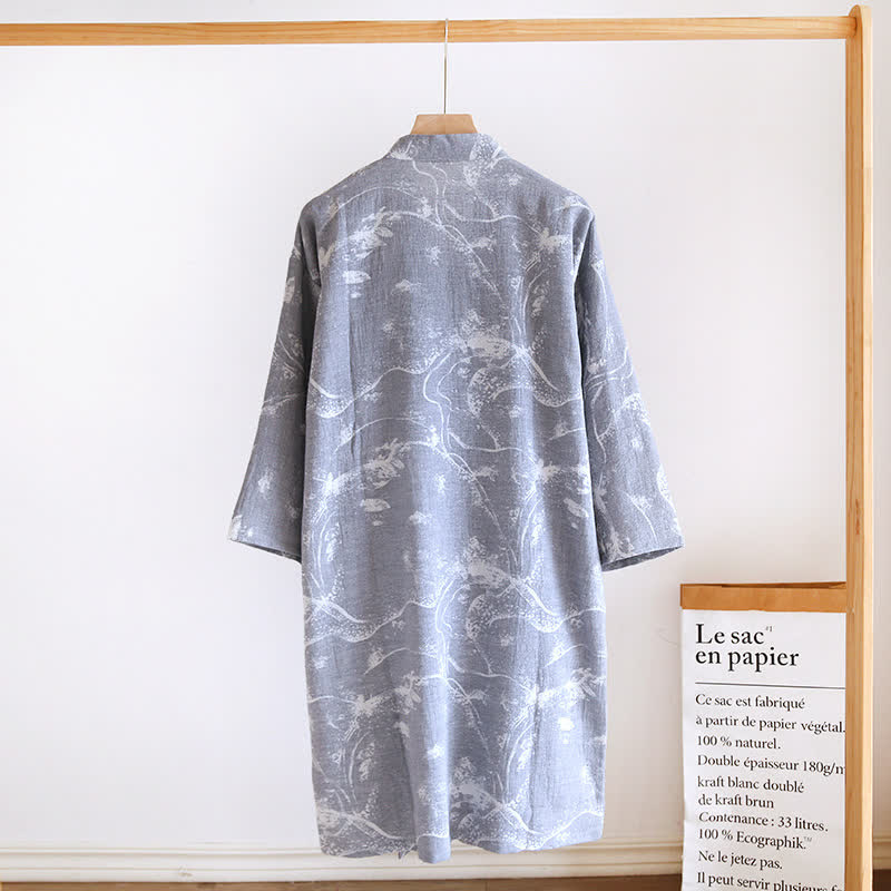 Jacquard Ink Painting Comfy Bathrobe Pajama