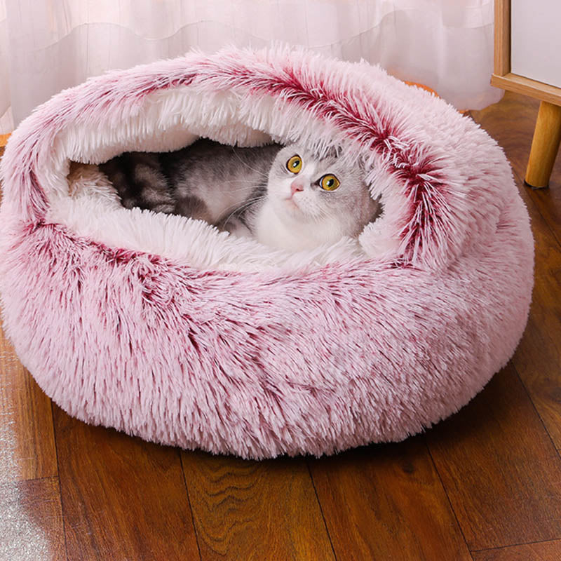 Semi-enclosed Warm Fleece Pet Bed