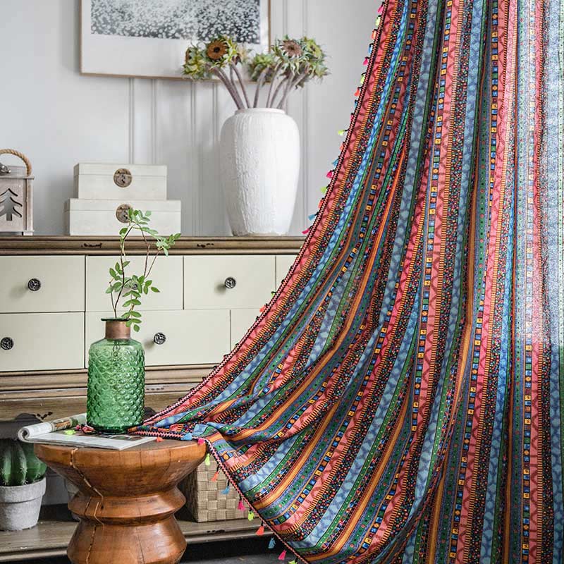 Colorful Tassel Curtain Light Filtering Drapes