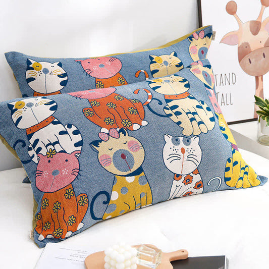 Ownkoti Cute Cats Pure Cotton Button Pillowcases (2PCS)