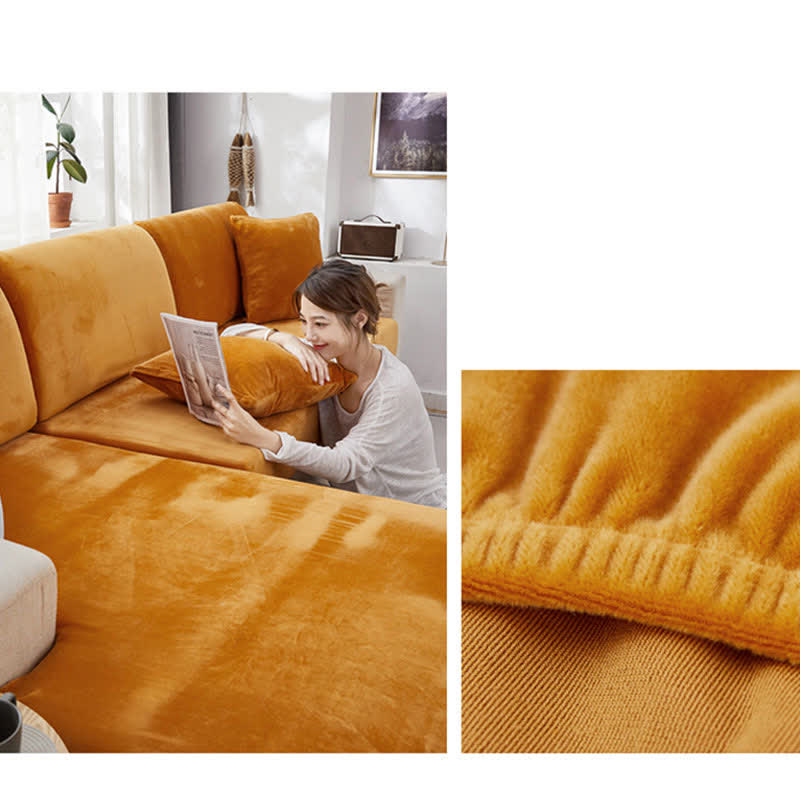 Suede Stretchable Sectional Couch Cover