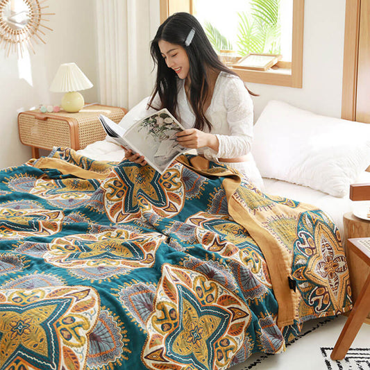 Ownkoti Multicolor Cotton Reversible Design Lightweight Quilt