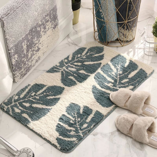 Ownkoti Leaves Print Anti-Slip Bathroom Rug