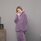 Ownkoti Simple V-Neck Warm Winter Loungewear Set