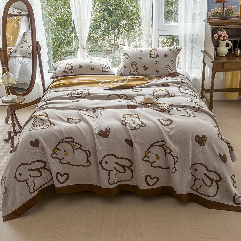 Cute Rabbit Cotton Gauze Reversible Quilt