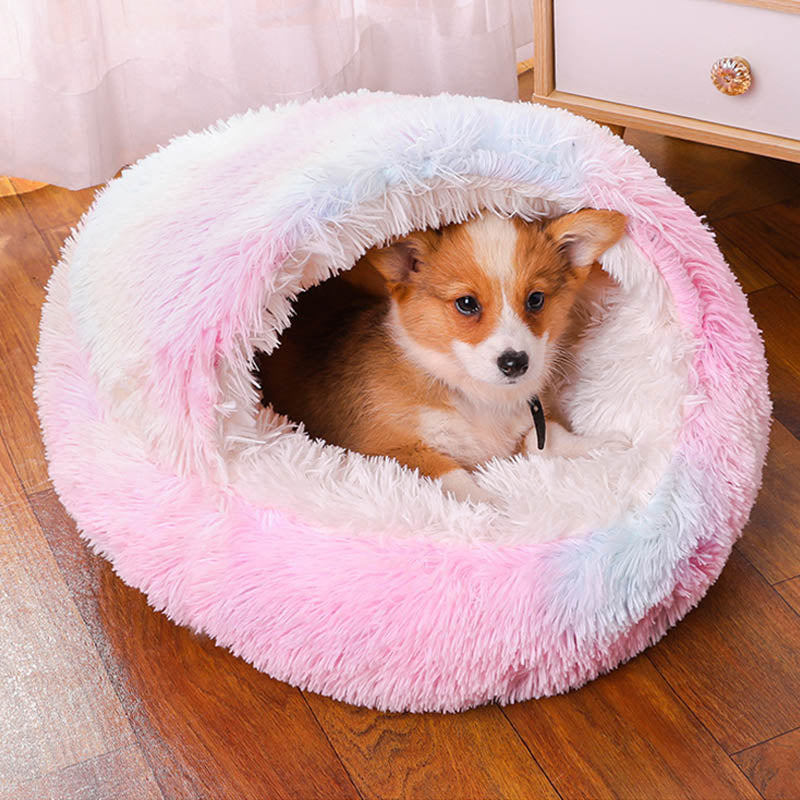 Semi-enclosed Warm Fleece Pet Bed